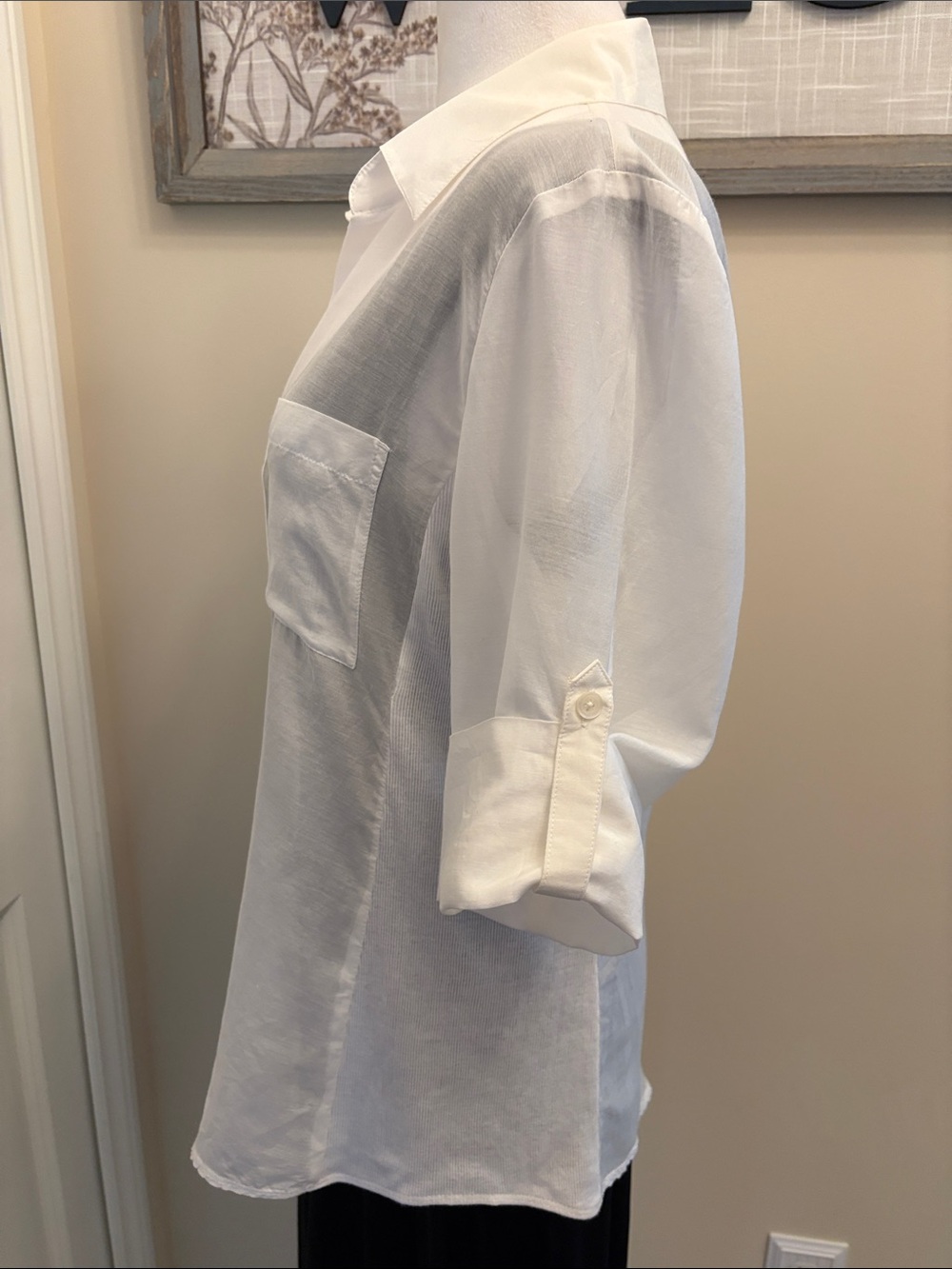 Ann Taylor Off-White Semi-Sheer Silk Blouse size 8 - Picture 7 of 14